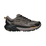Championes Hoka Mafate 5, modelo de trekking y trail running en color gris con suela negra y detalles en amarillo.