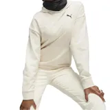 Buzo canguro color crema con capucha y logo de Puma bordado en negro en el pecho.