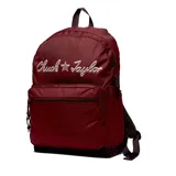 Mochila Converse color bordó con logo "Chuck Taylor" bordado en blanco.