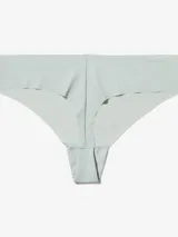 Colaless Calvin Klein de microfibra suave color verde claro, con talle medio, laterales sin costuras, cintura y bordes planos cortados a láser, y logo estampado en la cadera.