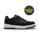 Championes deportivos de estilo urbano, color negro con suela blanca. Presentan una combinación de texturas en el exterior y tecnología memory foam en la plantilla para mayor confort.