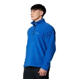Buzo polar Columbia modelo Fast Trek III, color azul, con cuello alto, cierre frontal parcial y bolsillo con cierre en el pecho.