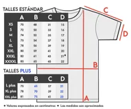 Remera verde con estampado de estilo caricaturesco en blanco y violeta.