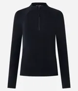 Remera deportiva de manga larga Get Over, confeccionada en tejido elástico de poliamida y elastano. Presenta un diseño ajustado al cuerpo, cuello alto y cierre frontal parcial con cremallera.