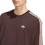 Remera Adidas Adicolor de corte extragrande, color marrón, con cuello redondo, las clásicas tres tiras blancas en las mangas y el logo del trifolio estampado en el pecho.