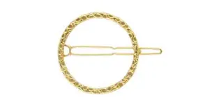 Broche para el pelo de diseño circular con textura grabada y pasador metálico integrado.