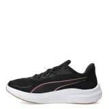 Championes de running Puma Skyrocket Lite 2, color lila con detalles en verde lima y suela blanca. Presentan capellada de malla transpirable, cierre con cordones y entresuela con tecnología de amortiguación.
