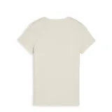 Remera de manga corta Puma con cuello redondo, color beige, con estampado gráfico frontal en tonos azulados que incluye la frase 'wealthy mindset' y una ilustración de estilo retro.