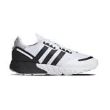 Championes urbanos Adidas modelo ZX 1K Boost, con diseño bicolor en blanco y negro. Presentan una parte superior de malla transpirable con las icónicas tres bandas laterales, refuerzo en el talón y suela con tecnología Boost para mayor amortiguación.