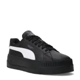 Championes urbanos Puma Karmen Classic con plataforma, color negro con la clásica franja lateral en blanco y suela gruesa texturizada.