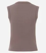 Blusa sin mangas de Blue Steel, confeccionada en tejido de algodón acanalado con escote en V profundo. Presenta un diseño ajustado al cuerpo y textura vertical en relieve.