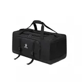 Bolso deportivo Kelme color gris claro con base negra, asas de mano y correa ajustable para el hombro. Cuenta con un bolsillo frontal con solapa, hebillas plásticas y logo impreso de la marca con una huella.