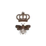 Remera Dolce & Gabbana modelo Sicily Crown Embroidered, de color negro con cuello redondo y mangas cortas. Presenta un bordado en el pecho con diseño de corona y abeja en tonos dorados.
