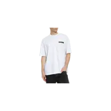 Remera Allsaints blanca de manga corta, con cuello redondo y diseño gráfico con el logo de la marca en el pecho.