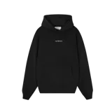 Hoodie Nude Project de algodón de alto gramaje, con corte oversized, capucha amplia, bolsillo canguro y terminaciones acanaladas. Presenta un gráfico de cerezas en color crema en la espalda junto al logo de la marca.