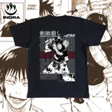 Remera negra con estampado de Toji Fushiguro del anime Jujutsu Kaisen.