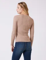 Buzo de tejido acanalado, con cuello redondo y mangas largas, de calce ajustado al cuerpo.