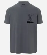 Remera gris de algodón con estampa de la banda Ramones en la espalda.