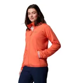 Campera polar Columbia Essential Hike Grid color naranja, de manga larga con cuello alto y cierre frontal completo. Cuenta con un bolsillo vertical con cierre en el pecho y bolsillos laterales.
