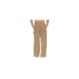 Pantalón de corduroy color marrón claro, de corte recto estilo cargo con bolsillos utilitarios y presillas laterales.