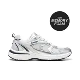 Championes deportivos Hi-Tec Boston Roads Lady, color plateado y blanco con detalles en azul marino. Capellada de malla y material sintético, con tecnología Memory Foam.