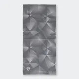 Braga de cuello multifuncional Buff Thermonet Vecti, color gris con estampado geométrico en tonos más claros.