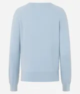 Suéter de punto color bordó, con cuello redondo y mangas largas, de diseño clásico y ajuste cómodo.
