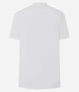 Remera de algodón color blanco, con cuello redondo y mangas cortas. Presenta un estampado frontal de dos ositos con vestimenta urbana y tipografía en tonos azules y rojos.