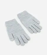 Guantes grises de punto con textura, compatibles con pantallas táctiles.