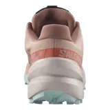 Calzado de trekking Salomon modelo Speedcross 6, en tonos gris y verde claro, diseñadas para trail running con suela de gran tracción y cordones de ajuste rápido.