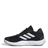 Championes de entrenamiento Adidas modelo Amplimove Trainer, color negro con las icónicas tres tiras en blanco y suela blanca con diseño texturizado. Confeccionados en malla transpirable para mayor ventilación.