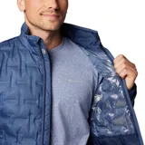 Campera técnica Columbia con tecnología Omni-Heat y construcción HeatSeal sin costuras. Presenta un diseño acolchado con aislamiento de plumón, cierre frontal completo, cuello alto con protección para la barbilla y bolsillos laterales con cremallera.