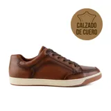 Zapato casual Hi-Tec Iker de cuero color marrón con cordones y suela blanca.