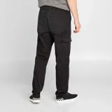 Pantalón jogger negro con bolsillos cargo con solapa, corte slim y puños elásticos.
