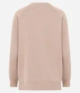 Buzo de algodón con felpa, color beige, de corte regular, cuello redondo y manga larga con puños ajustados. Presenta un estampado frontal con la frase 'Offline but not out of touch'.