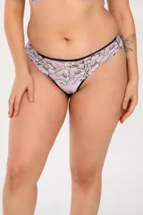Colaless de tiro alto confeccionada en LYCRA® y puntilla bicolor. Fundillo en algodón 100%.
