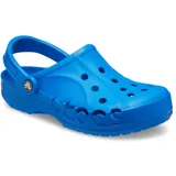 Zuecos Crocs modelo Baya Clog de color rojo, con diseño moldeado en material ligero, aberturas de ventilación en la puntera y en los laterales formando el logo de la marca, y correa pivotante en el talón.