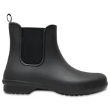 Botas de lluvia Crocs Freesail Chelsea negras, de caña baja y corte chelsea con paneles laterales elásticos.