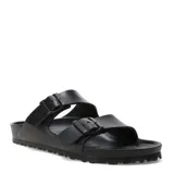 Sandalias Birkenstock modelo Arizona, color negro, con doble tira ajustable con hebillas y plantilla anatómica.