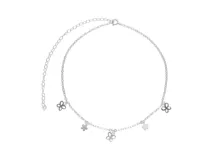 Gargantilla de plata 925 con cadena de eslabones y dije de flores colgantes.