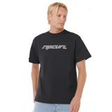 Remera de manga corta Rip Curl, color negro, con cuello redondo y estampado gráfico con el logo de la marca en el centro del pecho.
