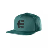 Gorro de visera plana color verde con logo de la marca Etnies bordado en negro en el frente.