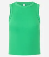 Blusa cropped musculosa Blue Steel de viscosa, con cuello redondo y diseño acanalado.