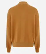 Campera de punto de corte regular y estilo oversized, confeccionada en una mezcla de viscosa, poliéster y poliamida. Presenta cierre frontal completo, mangas largas con puños acanalados y acabado acanalado en el ruedo.
