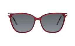 Lentes de sol con marco de acetato color borgoña y lentes grises.