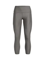 Leggings deportivos Under Armour HeatGear de talle alto en color gris melange, con diseño ajustado, costuras planas ergonómicas, bolsillos laterales y el logo de la marca en el lateral de la pierna.