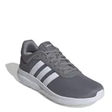 Championes urbanos Adidas modelo Lite Racer 4.0, color gris con las icónicas tres tiras laterales en blanco. Presentan una parte superior de malla textil transpirable y una entresuela Cloudfoam que proporciona una amortiguación ligera y cómoda.