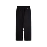 Pantalón de gabardina negro, de corte recto y tiro medio.