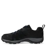 Championes de trekking Merrell Accentor 3, color negro con detalles en azul en el logo y los cordones. Capellada de cuero y malla transpirable, entresuela de EVA y suela de goma con tecnología M-Select GRIP para mayor tracción.