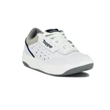 Championes Topper modelo Tennis X-forcer, color blanco con detalles en azul marino y gris, cordones blancos y suela de goma con plataforma ligera.